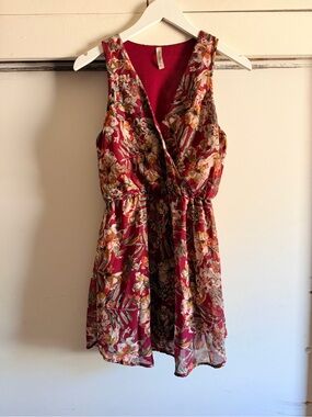 Final Touch Floral Wrap-Front Sleeveless Dress Size S